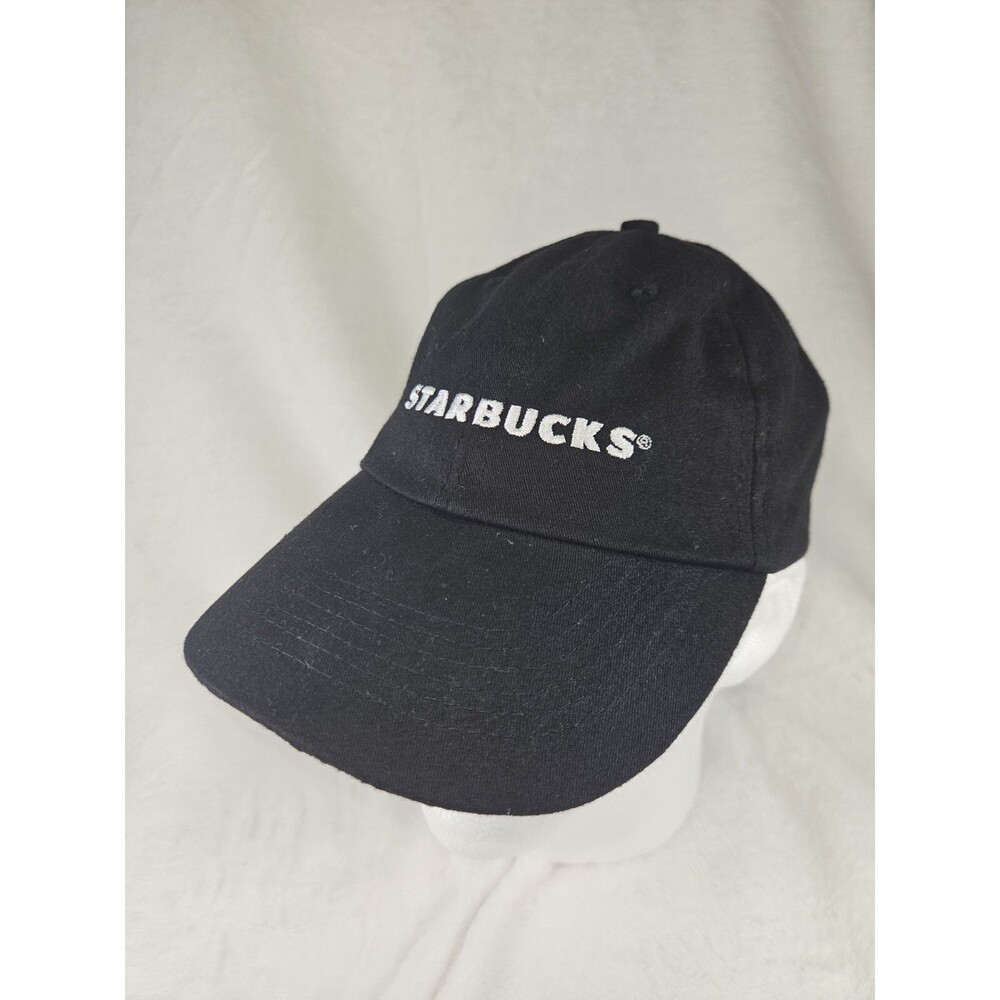 Starbucks Hat Cap Employee Worker Uniform Adjustable Black White Cap